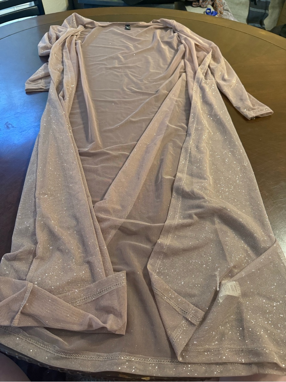Windsor Sparkle Open-Front Longline Cape in Dusty Blush